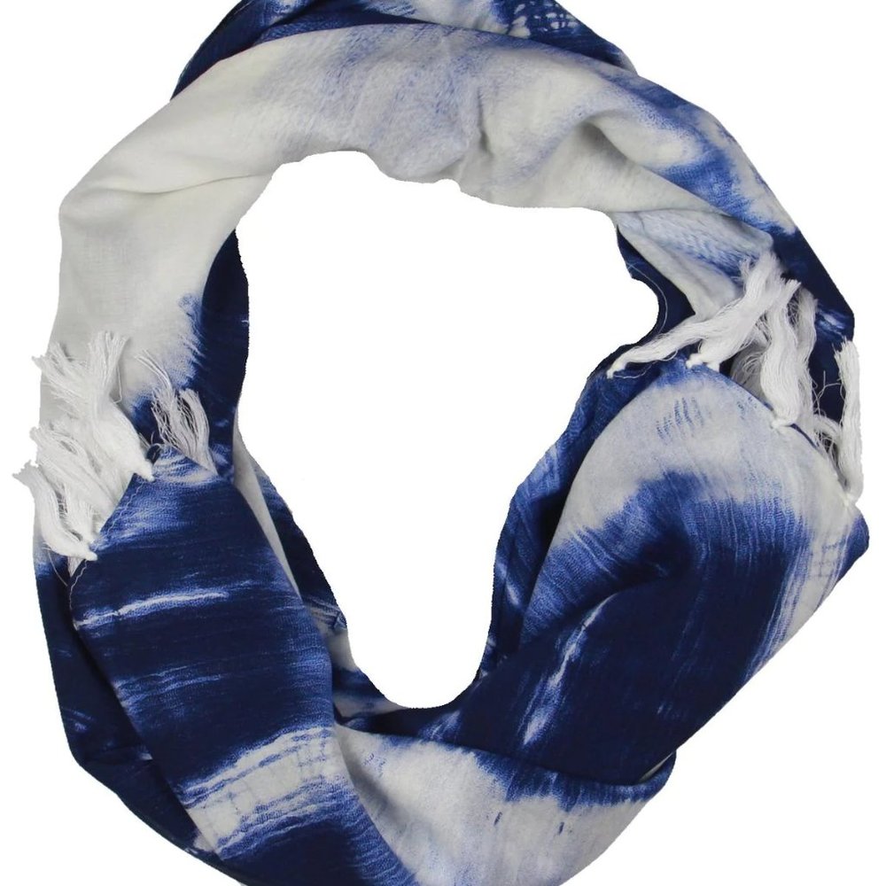 SOLEIL Pareo Wrap Swim Cover Up Sarong in Indigo Blue + White Tie Dye One Size - Picture 3 of 8